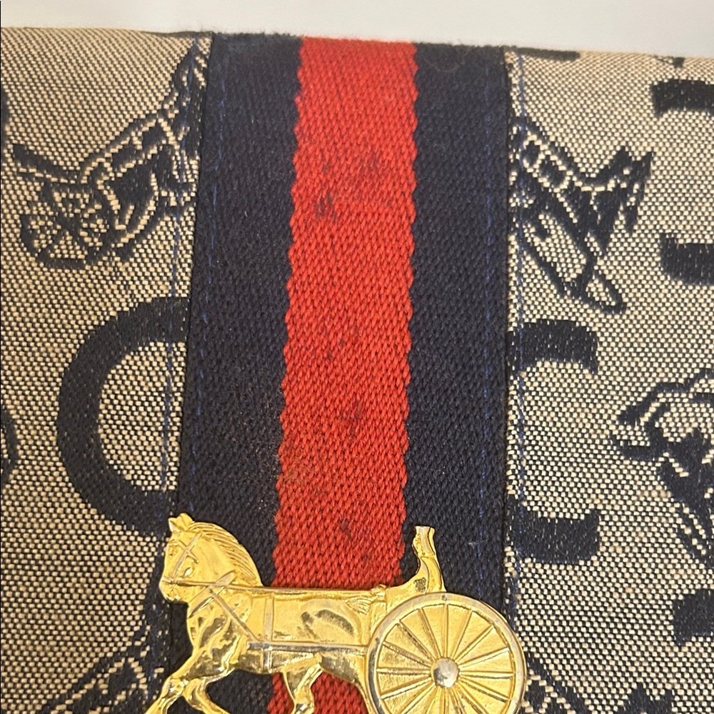 Celine Vintage Canvas Clutch with Horse and Carriage Print - Picture 2 of 14